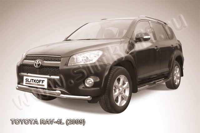 Защита Slitkoff переднего бампера d57/57 двойная для Toyota RAV4 III LWB 2009-2010. Артикул z