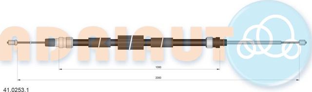 Трос ручника (тросик ручного тормоза) Adriauto. Артикул 41.0253.1