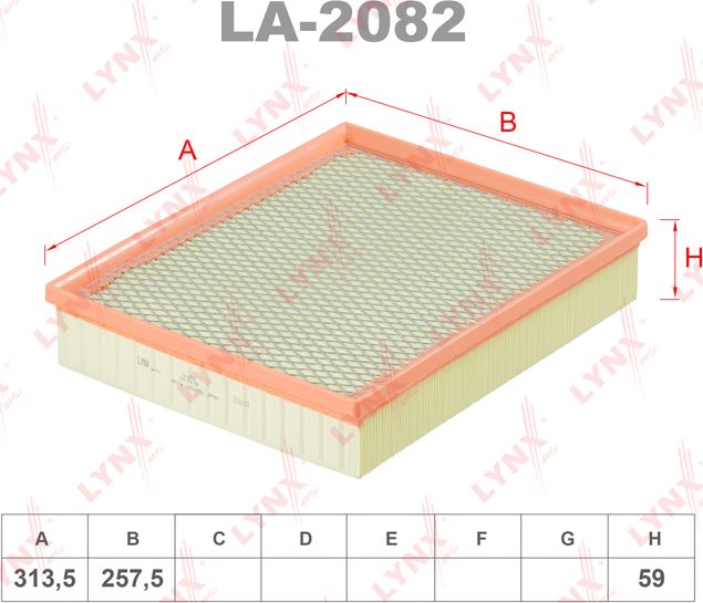 Воздушный фильтр LYNXauto. Артикул LA-2082