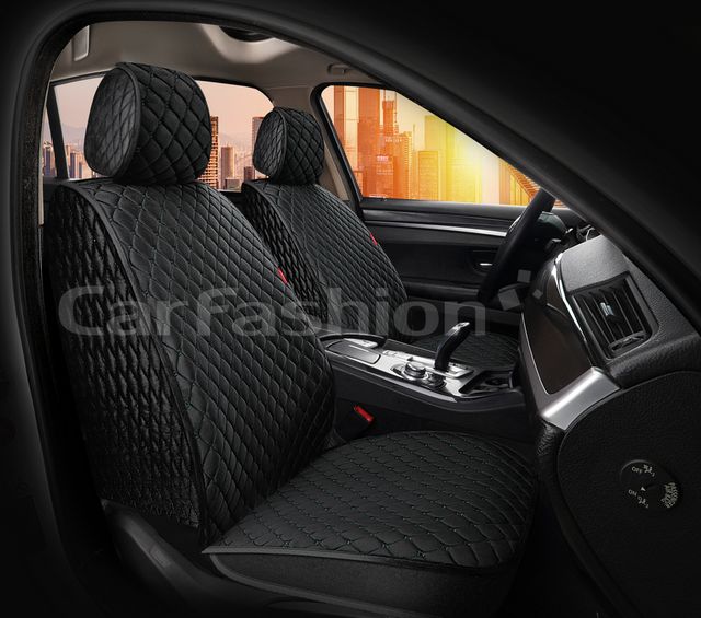 Накидки универсальные CarFashion Sultan Front на передние сидения авто, цвет Черный/Черный/Черный. Артикул 26193
