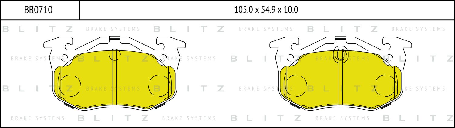 Колодки тормозные дисковые передние (Blitz). Артикул BB0710