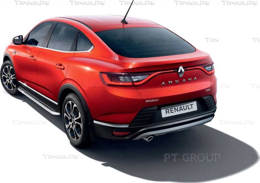 Защита порогов PT Group с алюм. площадкой d51 для Renault Arkana 2019-2026. Артикул RAR220302
