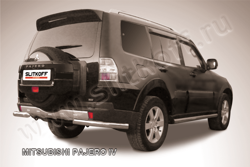 Защита Slitkoff задняя d76 уголки для Mitsubishi Pajero IV 2011-2026. Артикул MPJ019