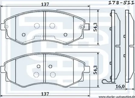 Колодки тормозные перед (Starke). Артикул 178511