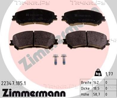 Тормозные колодки Zimmermann передние для Renault Talisman 2015-2026. Артикул 22347.185.1
