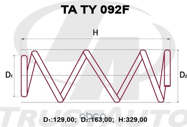 Пружина подвески усиленная () (Trustauto). Артикул TATY092F