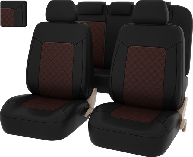 Чехлы универсальные PSV Elegant Next на сидения, цвет Ромб Черный/Коричневый. Артикул 129201