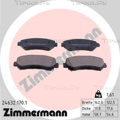 Тормозные колодки Zimmermann передние для Suzuki Kizashi 2010-2014. Артикул 24632.170.1