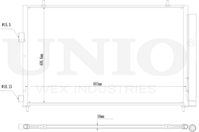 Радиатор кондиционера (Unio). Артикул RAD-30021