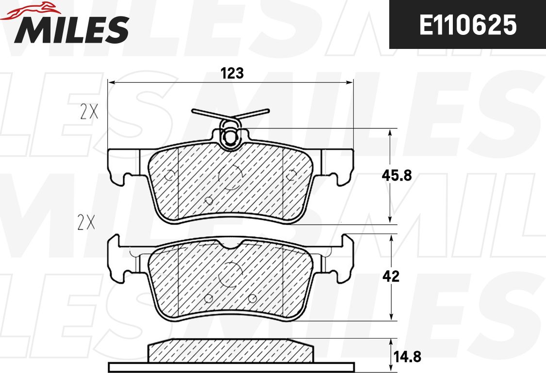 Тормозные колодки Miles (Semi-Metallic). Артикул E110625
