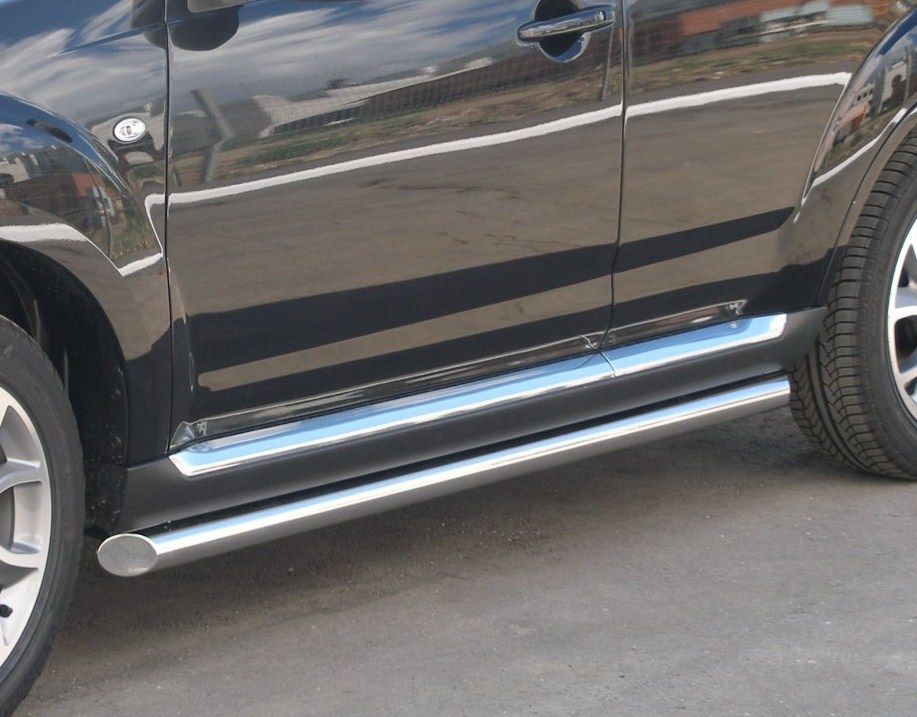 Защита порогов RusStal труба d76 (вариант 1) для Peugeot 4007 2007-2012. Артикул P4T-0003061