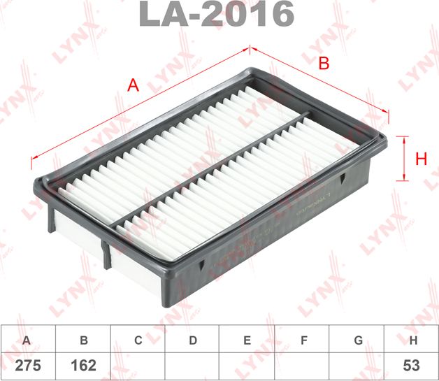 Воздушный фильтр LYNXauto. Артикул LA-2016