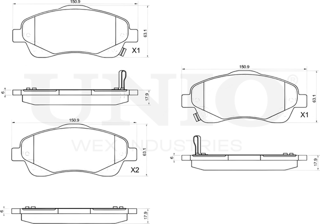 Колодки тормозные дисковые, комплект (Unio). Артикул BRP-20385
