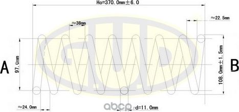 Пружина подвески G.U.D. задняя для Ford Focus II 2004-2012. Артикул GCS227586