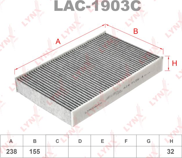 Салонный фильтр LYNXauto для Renault Fluence I 2010-2017. Артикул LAC-1903C