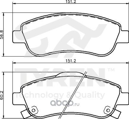 Дисковые тормозные колодки (Tyren). Артикул TYR1214121