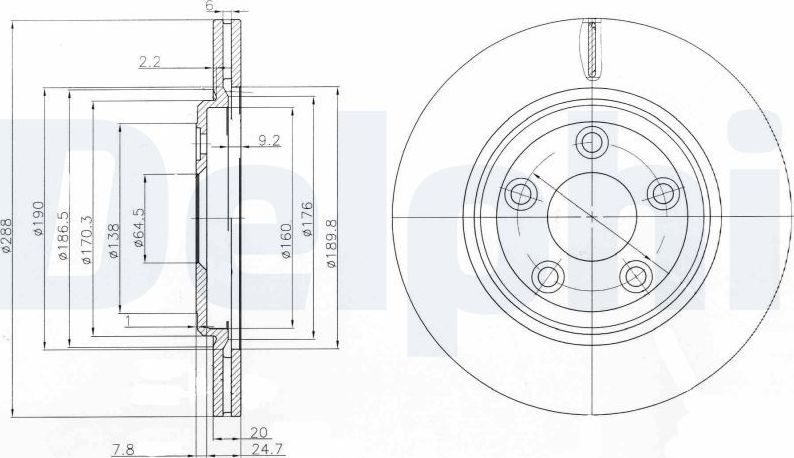 Тормозной диск Delphi. Артикул BG3512
