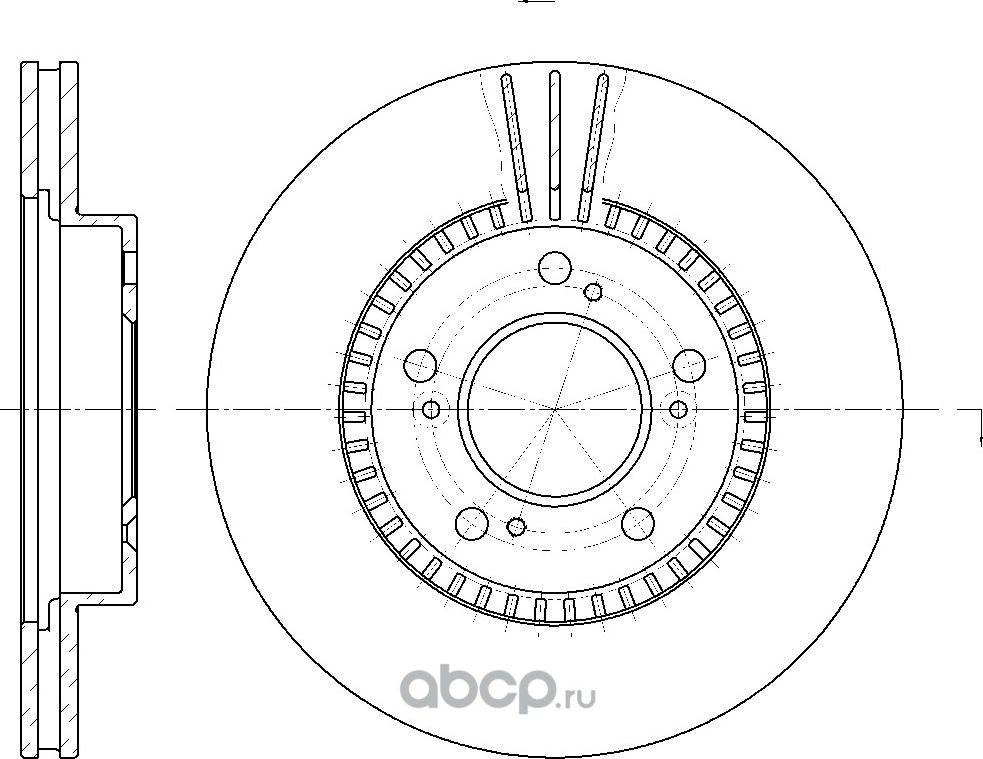 Диск тормозной вентилируемый (G-Brake). Артикул GR02144