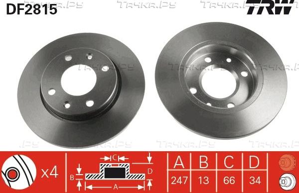 Тормозной диск TRW. Артикул DF2815
