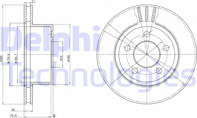 Тормозной диск Delphi. Артикул BG3533