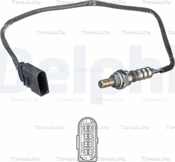 Лямбда-зонд (кислородный датчик) Delphi для SEAT Ibiza III 2007-2008. Артикул ES21141-12B1