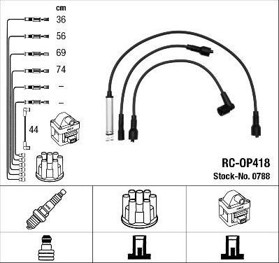 Высоковольтные провода (провода зажигания) (комплект) NGK для Opel Astra F 1991-1995. Артикул 0788