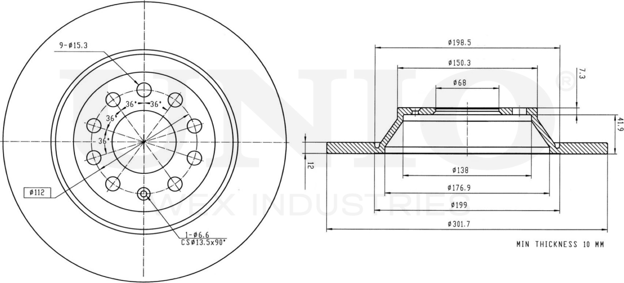 Диск тормозной (Unio). Артикул BRD-20491