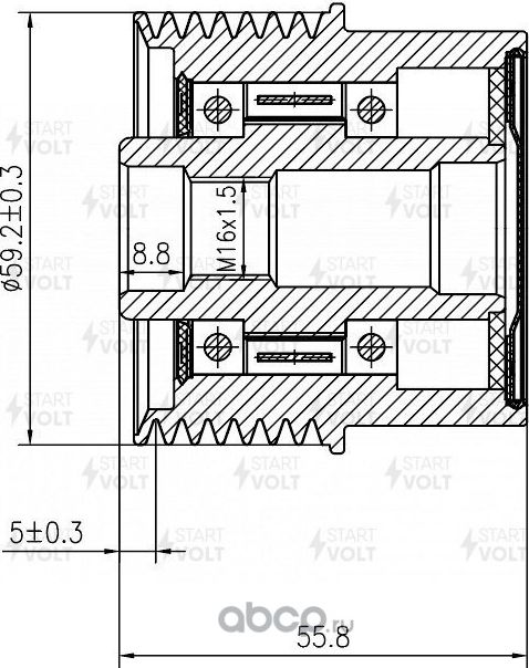 Муфта генератора обгонная StartVOLT для Ford Transit VI 2000-2006. Артикул SGP 1020D