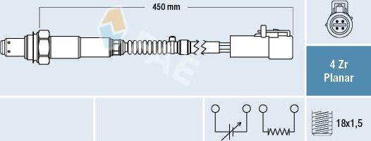 Лямбда-зонд (кислородный датчик) FAE для Volvo V70 III 2007-2014. Артикул 77447