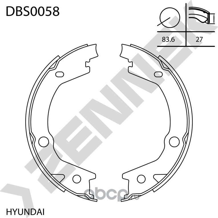 Колодки тормозные барабанные MATRIX 01-10, SONATA 04-14, TUCSON 04-09 (Zennek). Артикул DBS0058