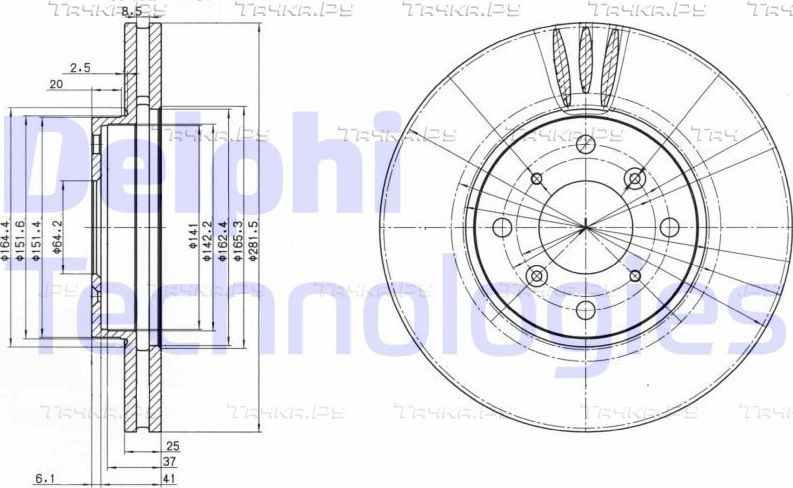 Тормозной диск Delphi. Артикул BG3516