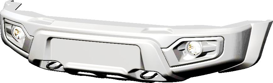 Бампер передний АВС-Дизайн для УАЗ Pickup 2005-2026. ЛЁГКИЙ, с оптикой, белый. Артикул ABC.UAZ.FB.18W