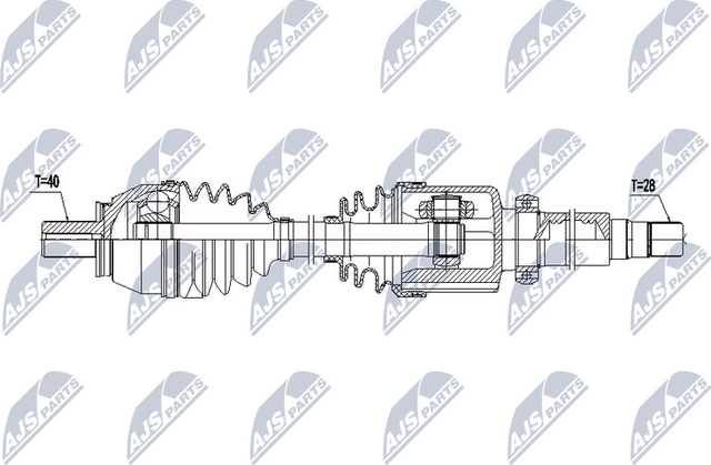 Полуось (привод в сборе, приводной вал) NTY правая для Ford Mondeo IV 2007-2015. Артикул NPW-FR-086