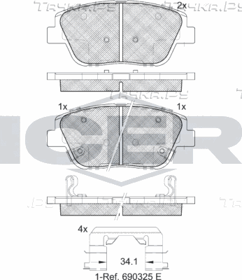 Тормозные колодки Icer передние для Hyundai Sonata VI (YF) 2009-2015. Артикул 182136