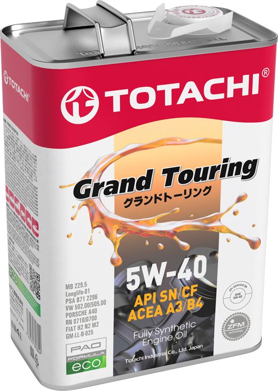 Масло моторное TOTACHI Grand Touring Fully Synthetic SN 5W40 4л 11904. Артикул 11904