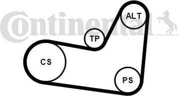Приводной ремень поликлиновой с роликами (комплект) ContiTech для SEAT Inca I 1995-2003. Артикул 6PK1070K2