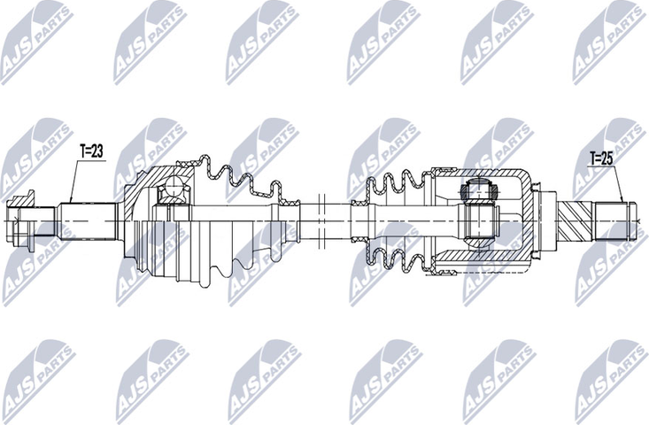 Полуось (привод в сборе, приводной вал) NTY. Артикул NPW-NS-108