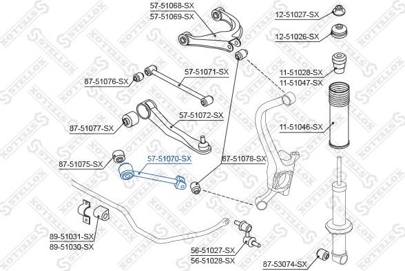 Поперечный рычаг задней подвески Stellox. Артикул 57-51070-SX
