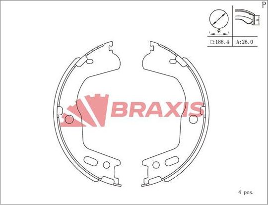 Тормозные колодки (стояночная тормозная система) Braxis. Артикул AC0214