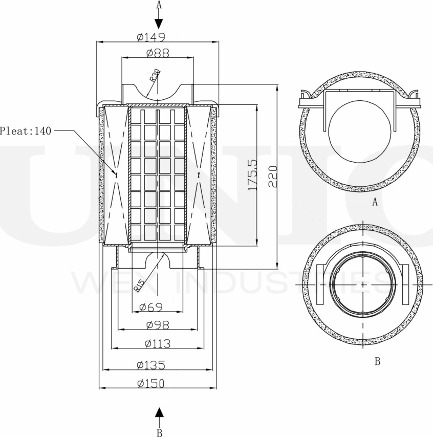 Фильтр воздушный (Unio). Артикул FLT-10003
