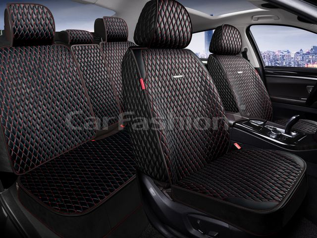 Накидки универсальные CarFashion SherIiff Plus для авто, цвет Черный/Красный. Артикул 27330