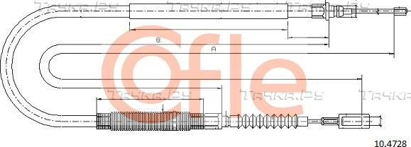 Трос ручника (тросик ручного тормоза) Cofle. Артикул 10.4728
