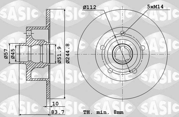 Тормозной диск Sasic задний для Audi A4 II (B6) 2000-2004. Артикул 9004509J