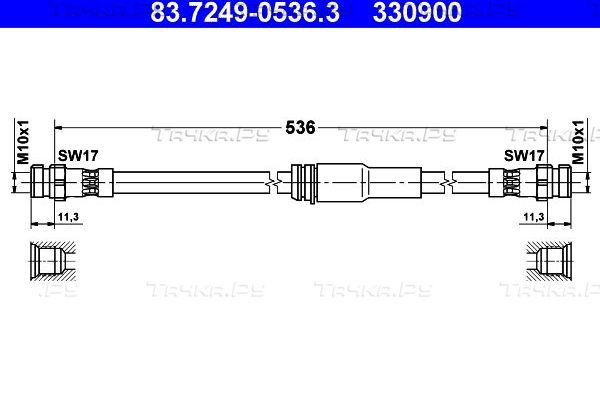 Тормозной шланг ATE передний для Volkswagen Passat CC I 2008-2011. Артикул 83.7249-0536.3