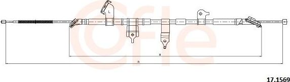 Трос ручника (тросик ручного тормоза) Cofle. Артикул 92.17.1569