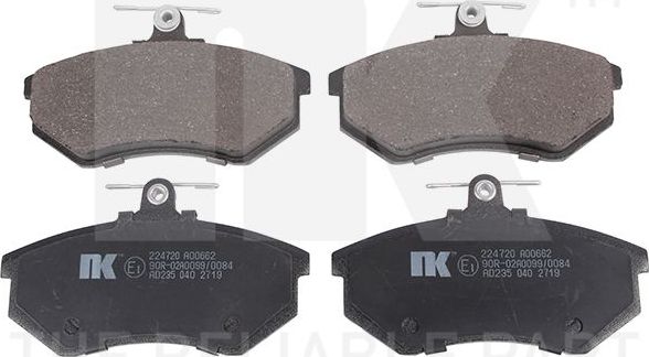 Тормозные колодки NK передние для Volkswagen Scirocco II 1985-1989. Артикул 224720