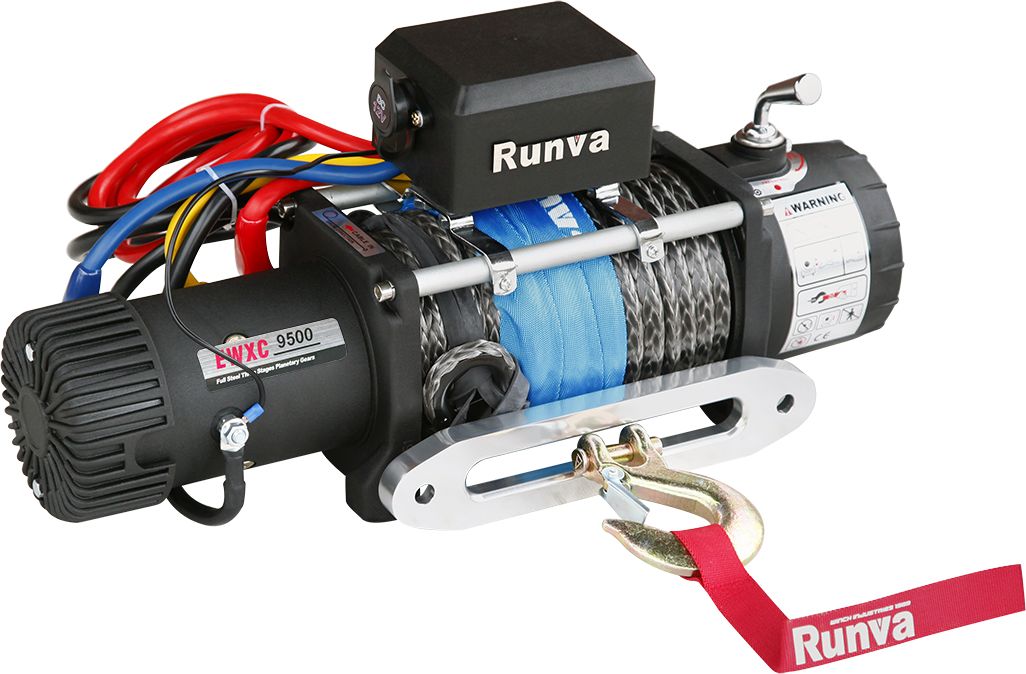 Лебёдка электрическая 24V Runva высокоскоростная 9500 lbs 4350 кг (синтетический трос). Артикул EWXC9500SSR24V