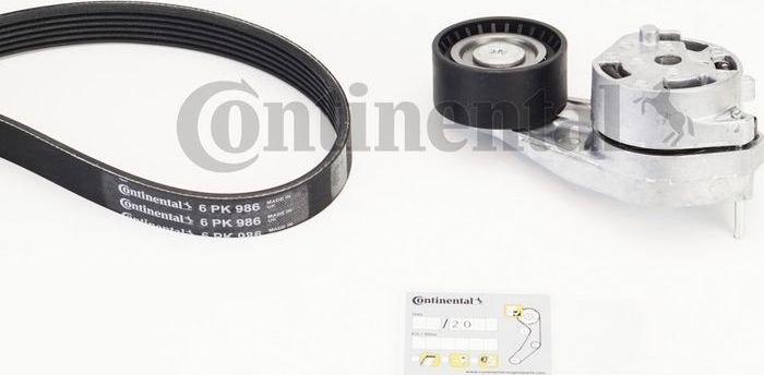Приводной ремень поликлиновой с роликами (комплект) ContiTech. Артикул 6PK986K1