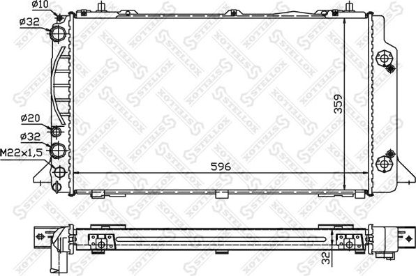 Радиатор охлаждения двигателя Stellox для Audi 80 V (B4) 1991-1996. Артикул 10-25248-SX