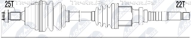 Полуось (привод в сборе, приводной вал) NTY для Citroen Xsara 1997-2005. Артикул NPW-CT-019